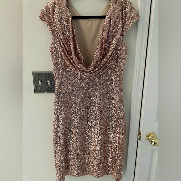 Rose gold Belle Badgley Mischka dress. Size 14. - Picture 2 of 4